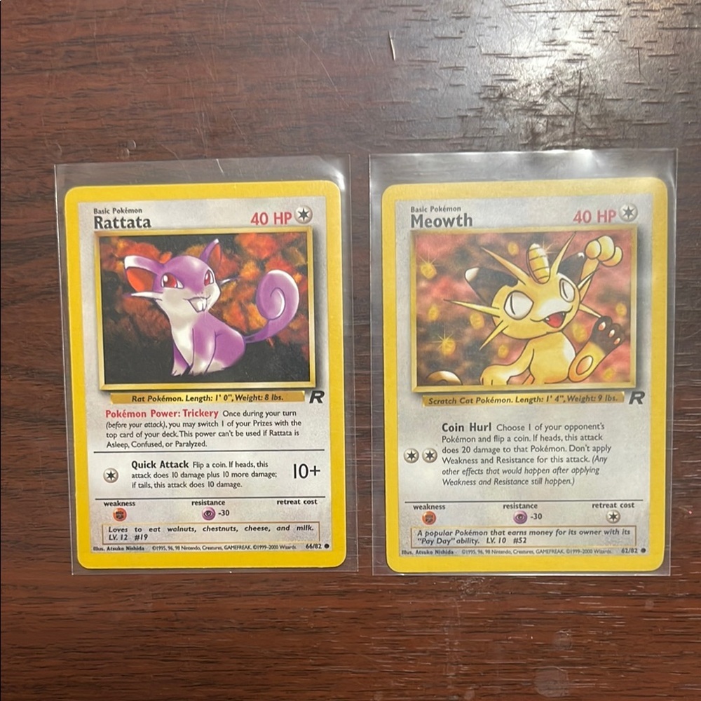 3/$18 Pokemon Rattata and Meowth team rocket 1999-2000 Trading Cards
